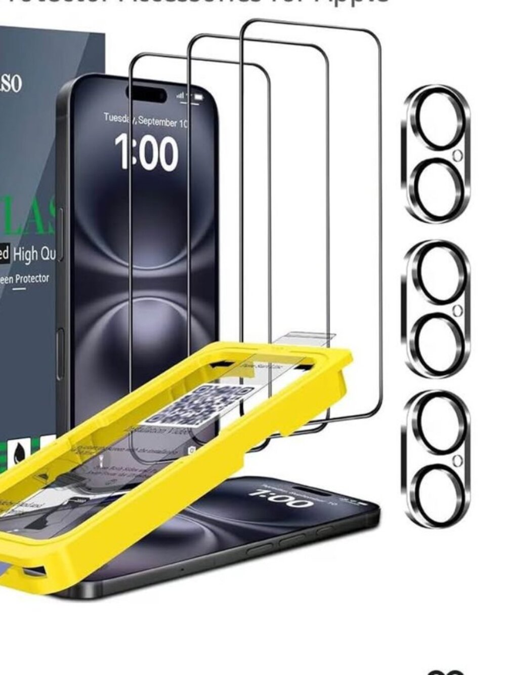 3 Pcs Screen Protector for iPhone 16 Plus and 3 Tempered Glass Camera Lens